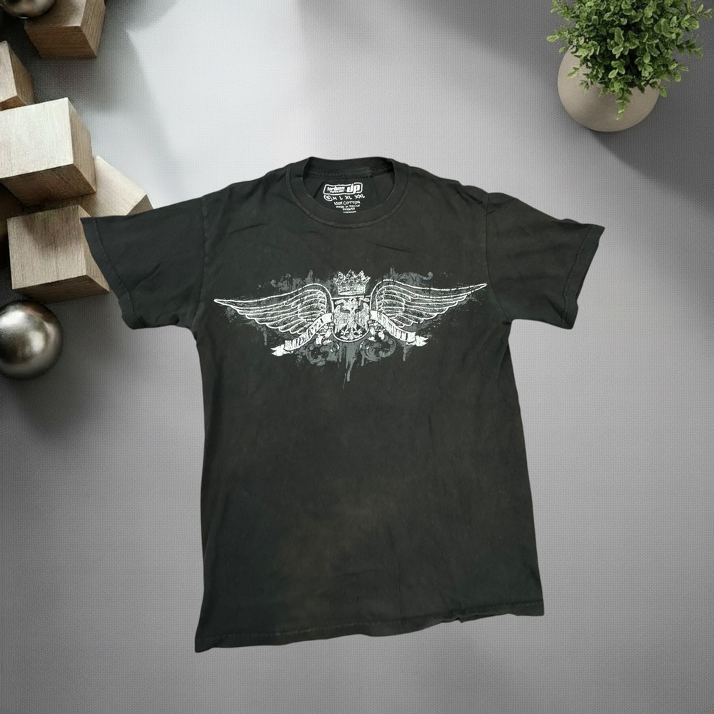 Urban Pipeline Vintage Y2K Winged Crest Graphic Tee Black Small Skater Grunge